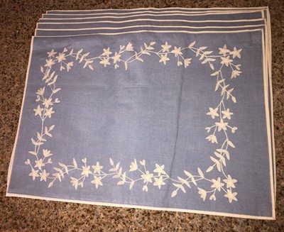 Crate And Barrel Alpine Placemats Blue  (Set Of 6)  NWOT