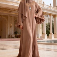 Women Muslim Long Dress Flare Sleeve Maxi Dubai Kaftan Abaya Evening Gown Robe