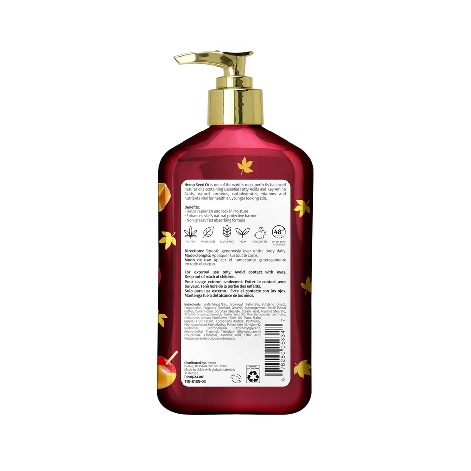 Loción corporal Hempz Caramelo Caramelo Manzana 17 oz - Cuidado hidratante de la piel otoño e invierno Foto 2 de 4