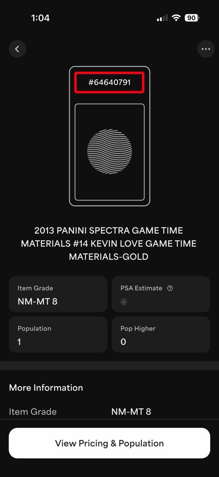 Kevin Love—2013 Spectra—GameTime—GAME WORN PATCH—GOLD—SSP—/10—PSA 8—POP 1—ONLY 1 view 21