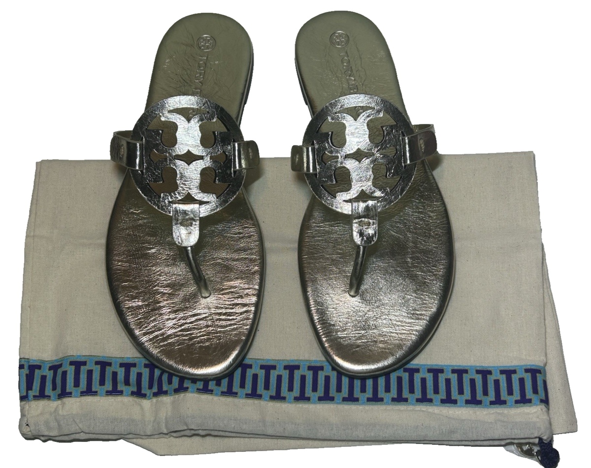 Tory Burch Womens 8.5 Miller Soft Sandals Spark Gold T-Post