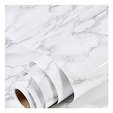 Marble Peel and Stick Wallpaper Granite Wall Paper for 17.7" x 78.7" Gray/White
