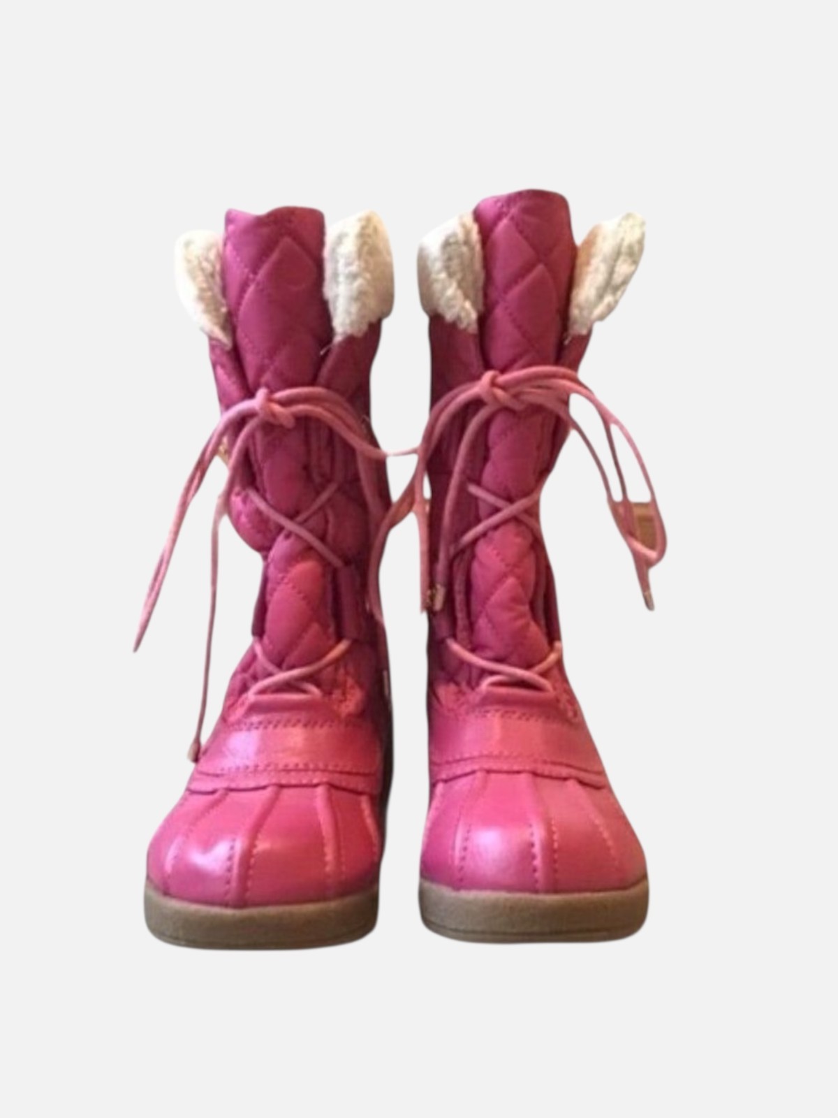 Juicy Couture Girls Pink Quilted Winter Snow Boots Faux Fur Wedge Size 2 image 2