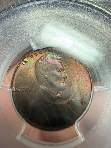 1956 Penny Wheat Cent PCGS MS65 RB 1C Dual Sided Toner Toned Pink Green