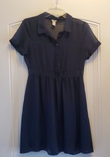 Forever 21 navy chiffon semisheer collared shirtdress Sz. S