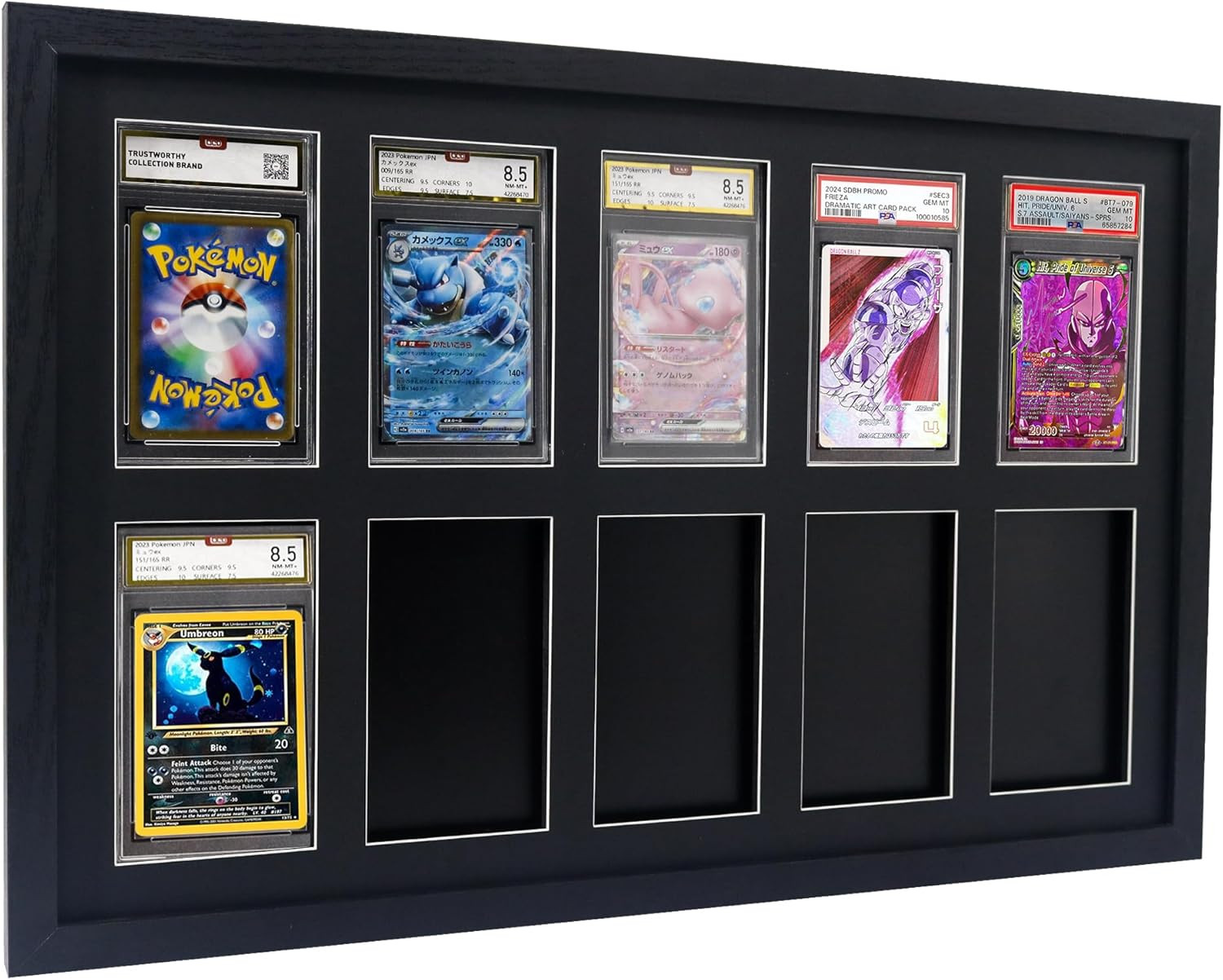 Graded Trading Card Display Case 10 PSA Slabs Sport Football Baseball Wood Frame view 6