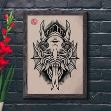 Demon Girl - Old School Traditional Flash Tattoo Kunstdruck