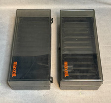 Lot 2 Maxell Cassette Tape Storage Cases 12 Slot Holders Black