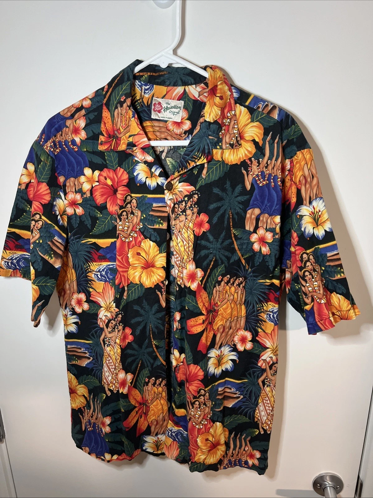 HILO HATTIE Short Sleeve Aloha Print Shirt Multicolor Cotton SZ L