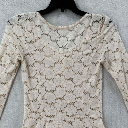 Free People Y2K blusa donna PICCOLA pizzo peplo top camicia babydoll Henley - Foto 8 di 13
