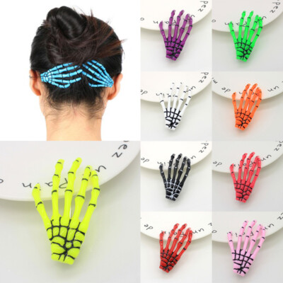Harajuku Skull Barrette Bone Claw Hair Accessories Skeleton Hair Clip !