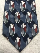WEMBLEY MENS TIE BLUE WITH RED GRAY WHITE 4 X 57