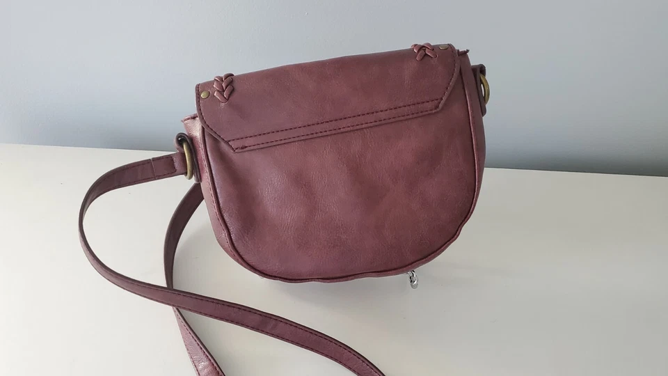 Lucky Brand Faux Leather Crossbody Purse Burgundy Festival Boho Hippie Adjutable - Image 3 of 4