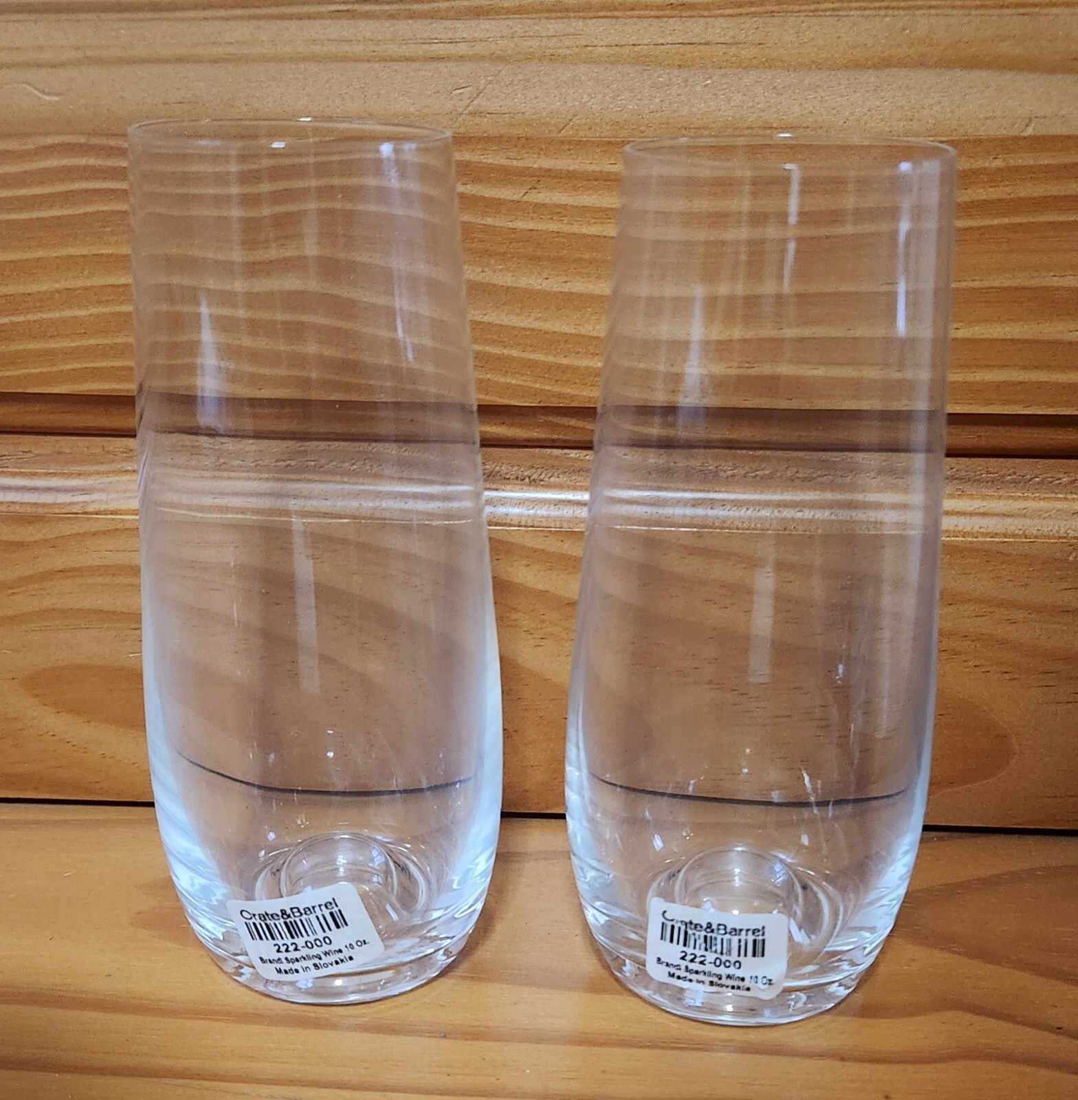 Crate & Barrel 10oz Stemless Wine Glasses New Slovakia-Made Champagne Glass Set