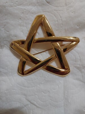 Monet Vintage Open  Star Broach. Goldtone With Modern Safety Clasp. 3'' X 2.5''