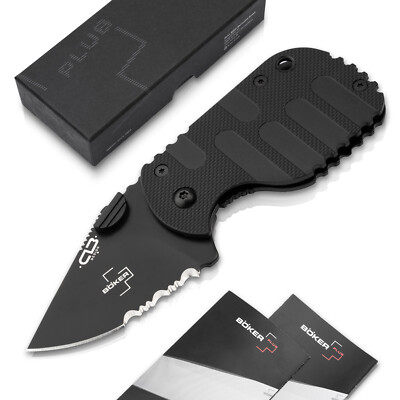 Boker Plus Subcom 2.0 All Black Pocket Knife 2.28'' D2 Blade Zytel   01BO526