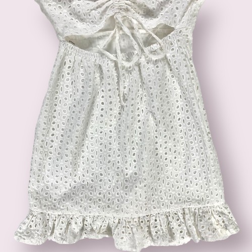 MinkPink Mini Dress Women XS White Eyelet Lace Open Back Summer Beach Vacay New - Picture 8 of 16