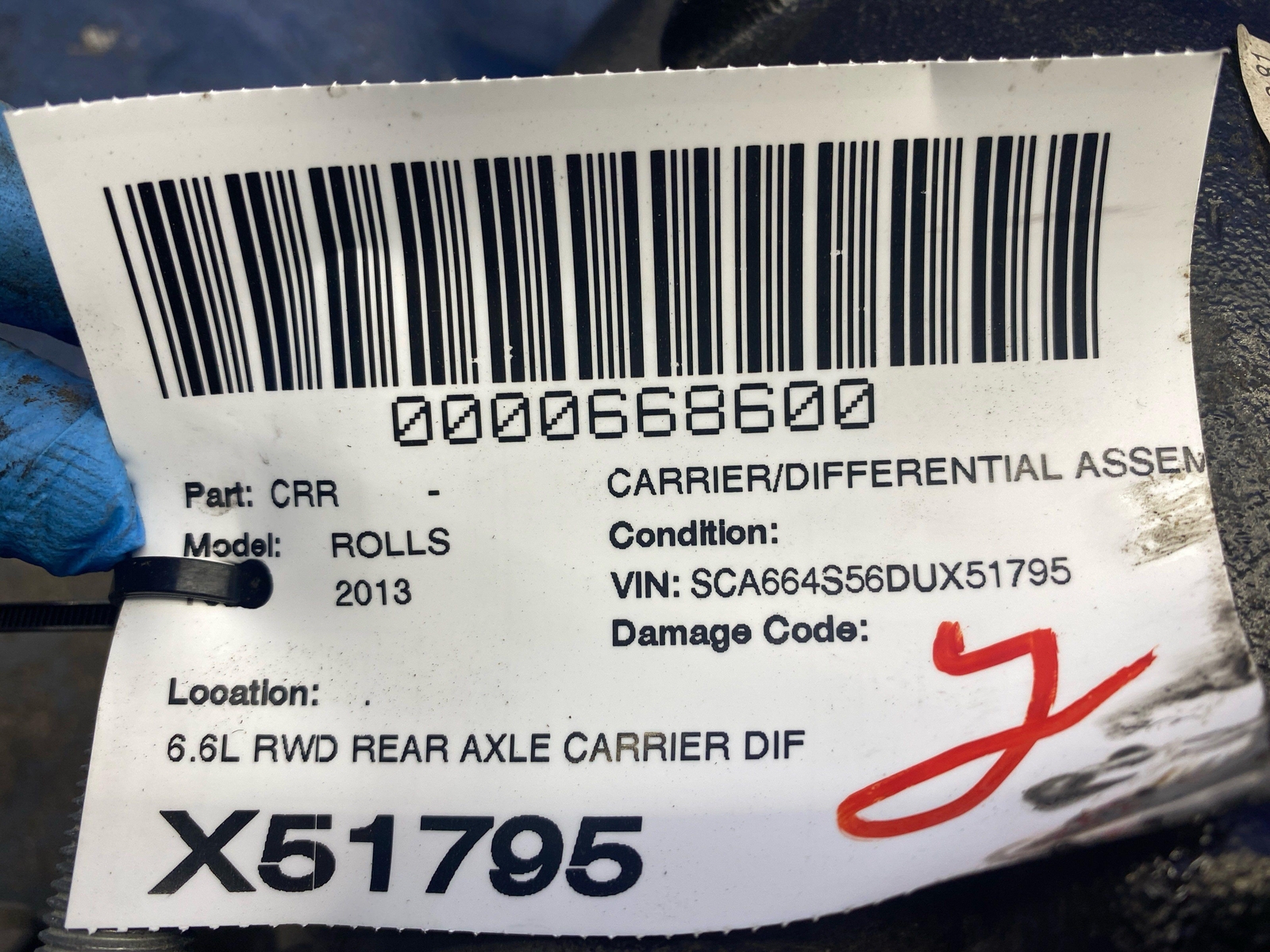 2010-2014 ROLLS ROYCE GHOST 6.6L RWD REAR AXLE CARRIER DIFFERENTIAL *71K MILES*