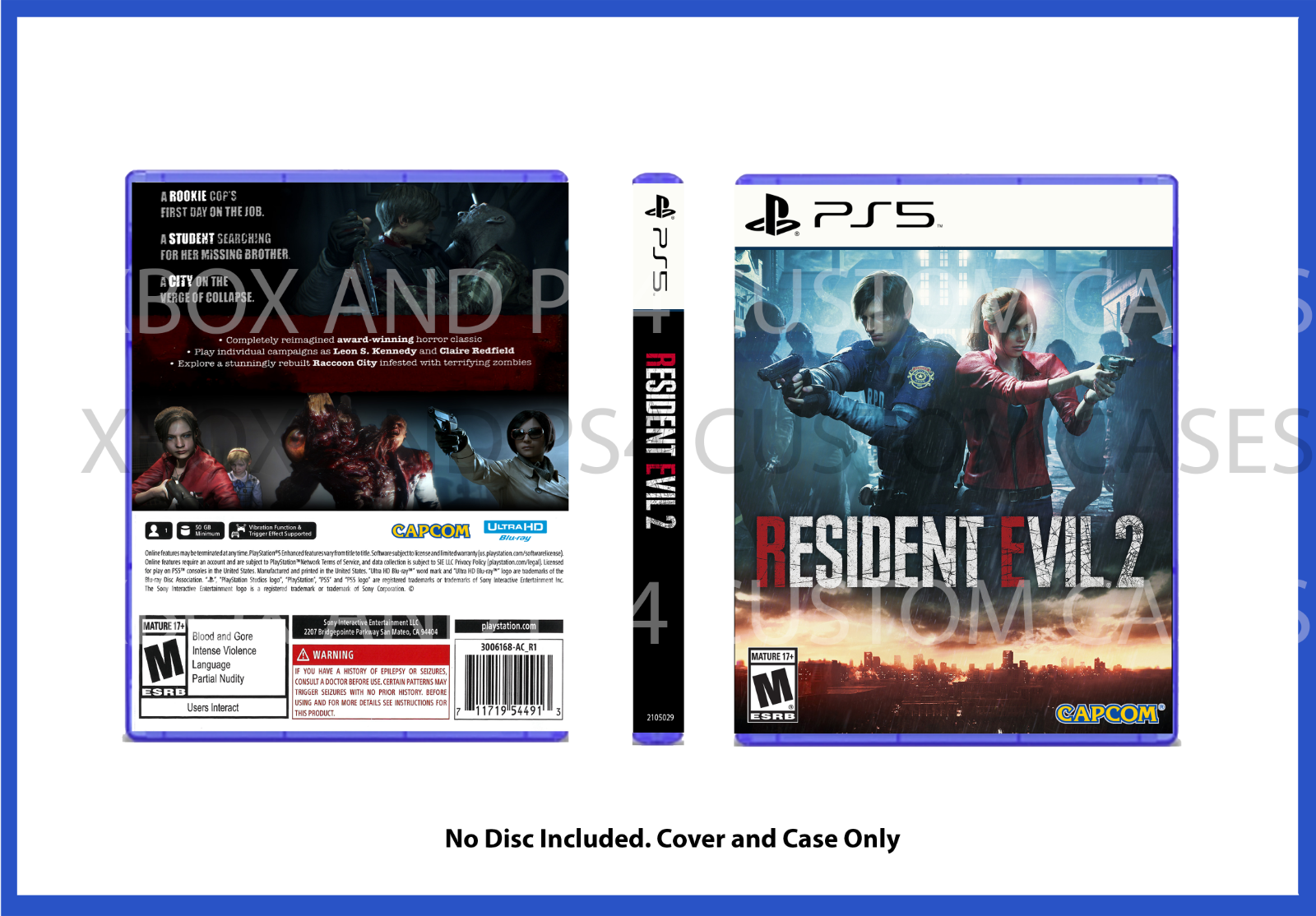 CUSTM REPLACEMENT CASE NO DISC Resident Evil 2 Remake PS5 SEE DESCRIPTION  13388560523