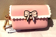 Bath  Body Works Scallop Bow Snap Case Pink Bow Purse Pocket Bac Holder NEW