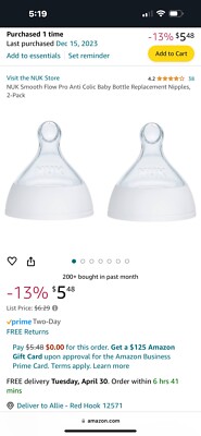 NUK Smooth Flow Pro Anti-Colic Replacement Nipples With Collar (two - 2 Packs)