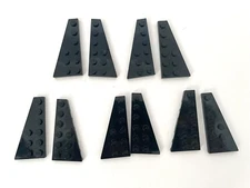 LEGO 3x6 BLACK WEDGE PLATE WING (10 PIECES 4 PAIRS LEFT RIGHT) #54383 Parts