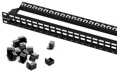 Blank 24-Port Keystone Patch Panel 1U 19'' Rackmount/Wallmount with Metal Hou...