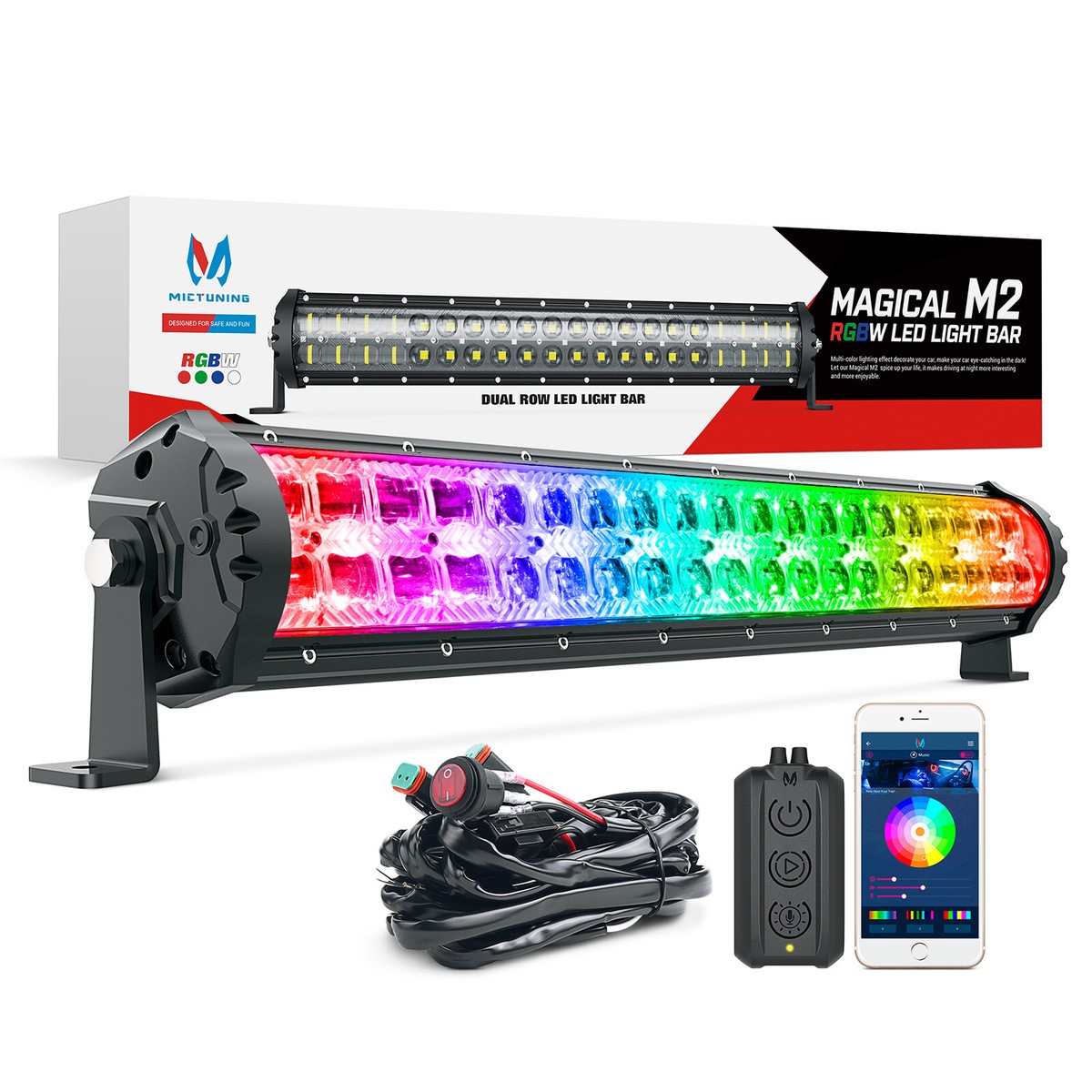 M2 RGBW 22 Inch LED Light Bar Dual Row Off Road Driving