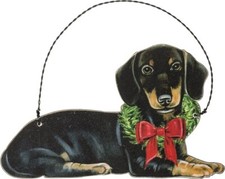 NEW Wood Dog Ornament Christmas Dachshund Tree/Wreath/Gift Tag/Sign/Plaque