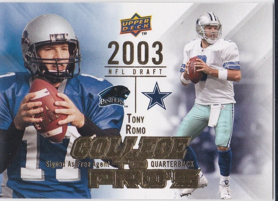 TONY ROMO 2003 NFL Draft Upper Deck COLLEGE PROS Dallas Cowboys RARE INSERT  CARD | eBay