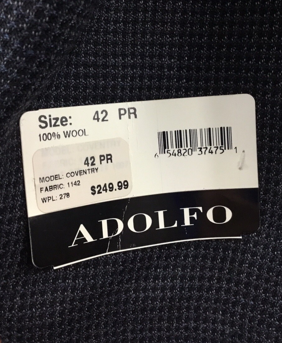 Adolfo Sport Coat Mens 42 PR Portly Charcoal Gray 2-Button Jacket Wool Blazer image 2