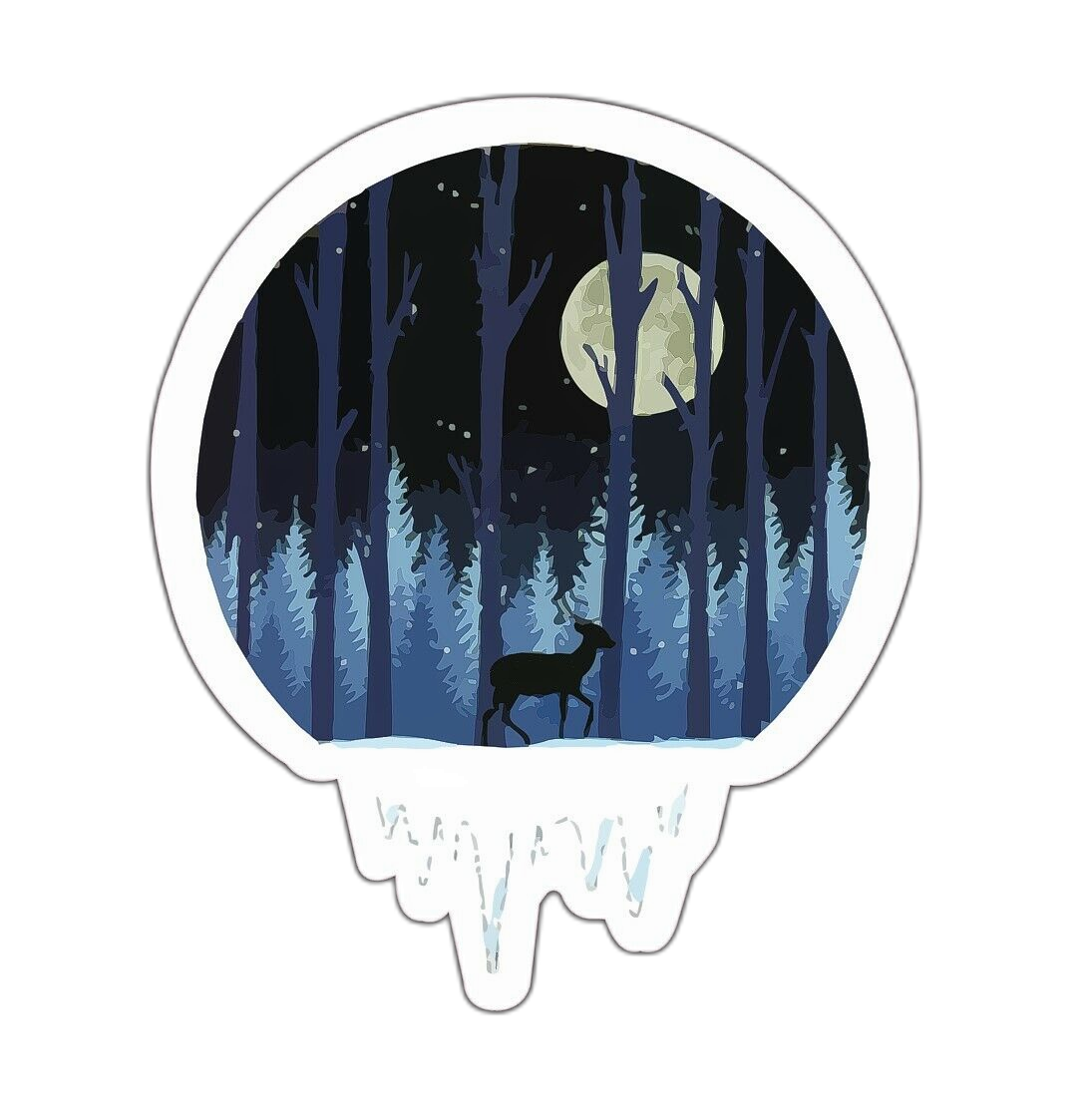 Deer Winter Night Sticker Decal