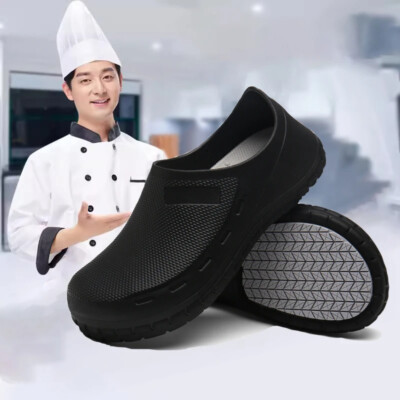 Men Women Chef Non Slip Oil Resistant Waterproof Safety Kitchen Black Work Shoes