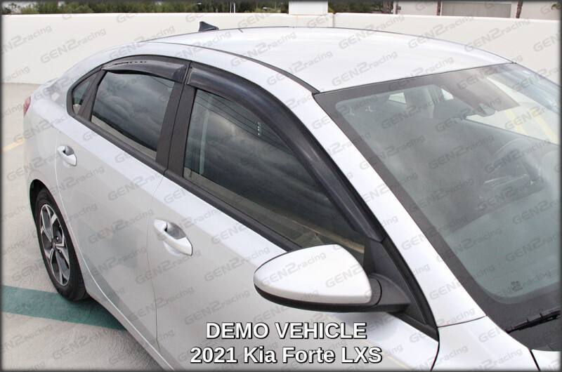 Perfect Fit Rain Guards & Sun Visors For Kia Forte 2014-2018 - Gloss Black, Easy Adhesive Install
