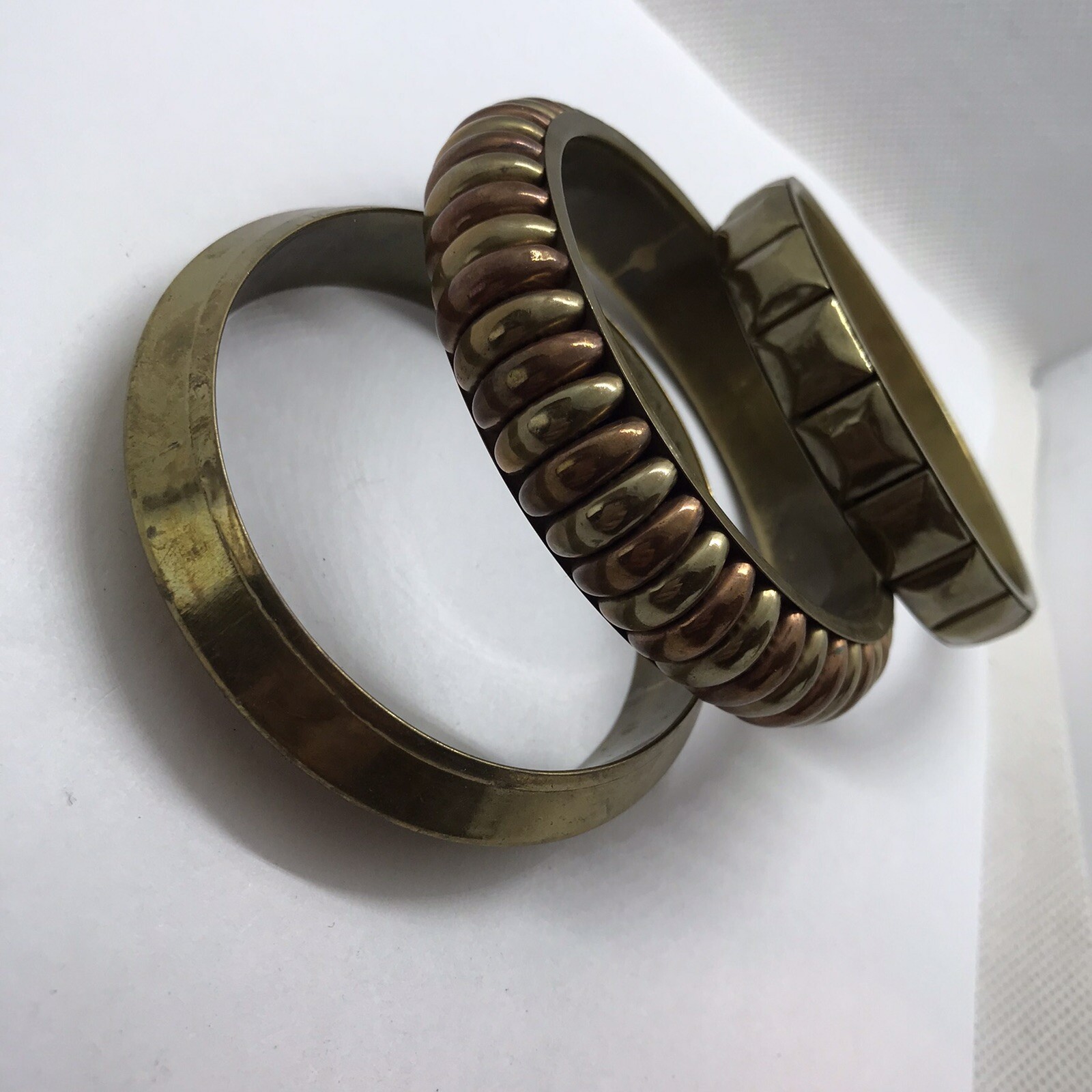 Vintage Bracelets Brass Boho Bangle Stack lot of … - image 4