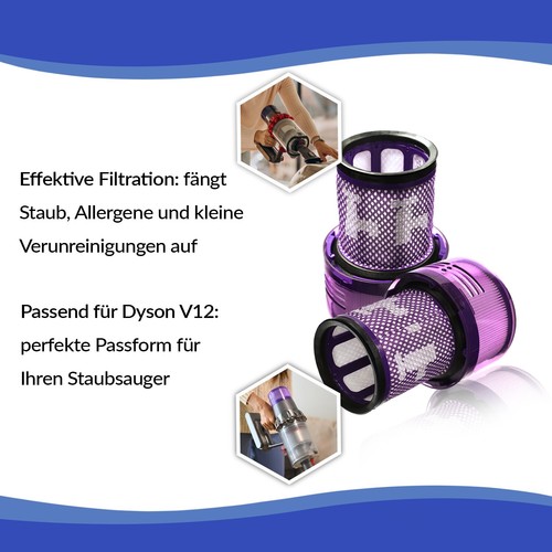 2x Waschbarer HEPA Filter Ersatz für Dyson V12 Detect Slim Absolute Total Clean - Bild 3 von 11