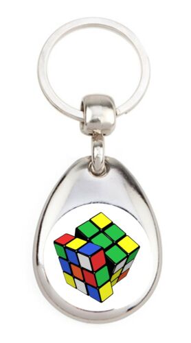 Porte clé en métal Ø25mm Rubik's Cube Casse Tete Retro Vintage Jeu indémodable - Afbeelding 1 van 4