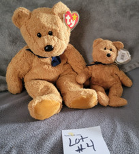 Ty Beanie Babies Fuzz The Bear LOT of 2 Sizes / Great Condition Both New w TAGS