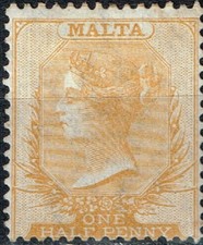 Malta Queen Victoria classic stamp 1882 MNG Perf.14 Wmk Crown #7 CV $57