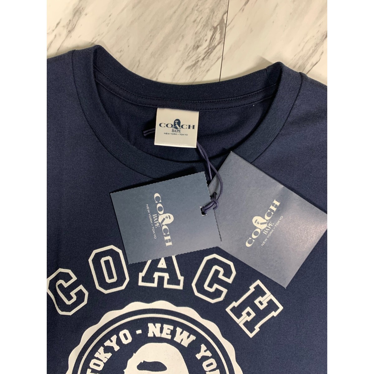 BAPE x Coach College Tee Navy | eBay