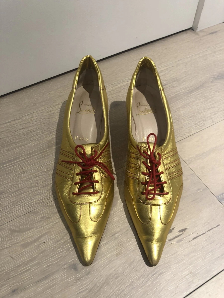 Gold louboutin hotsell trainers