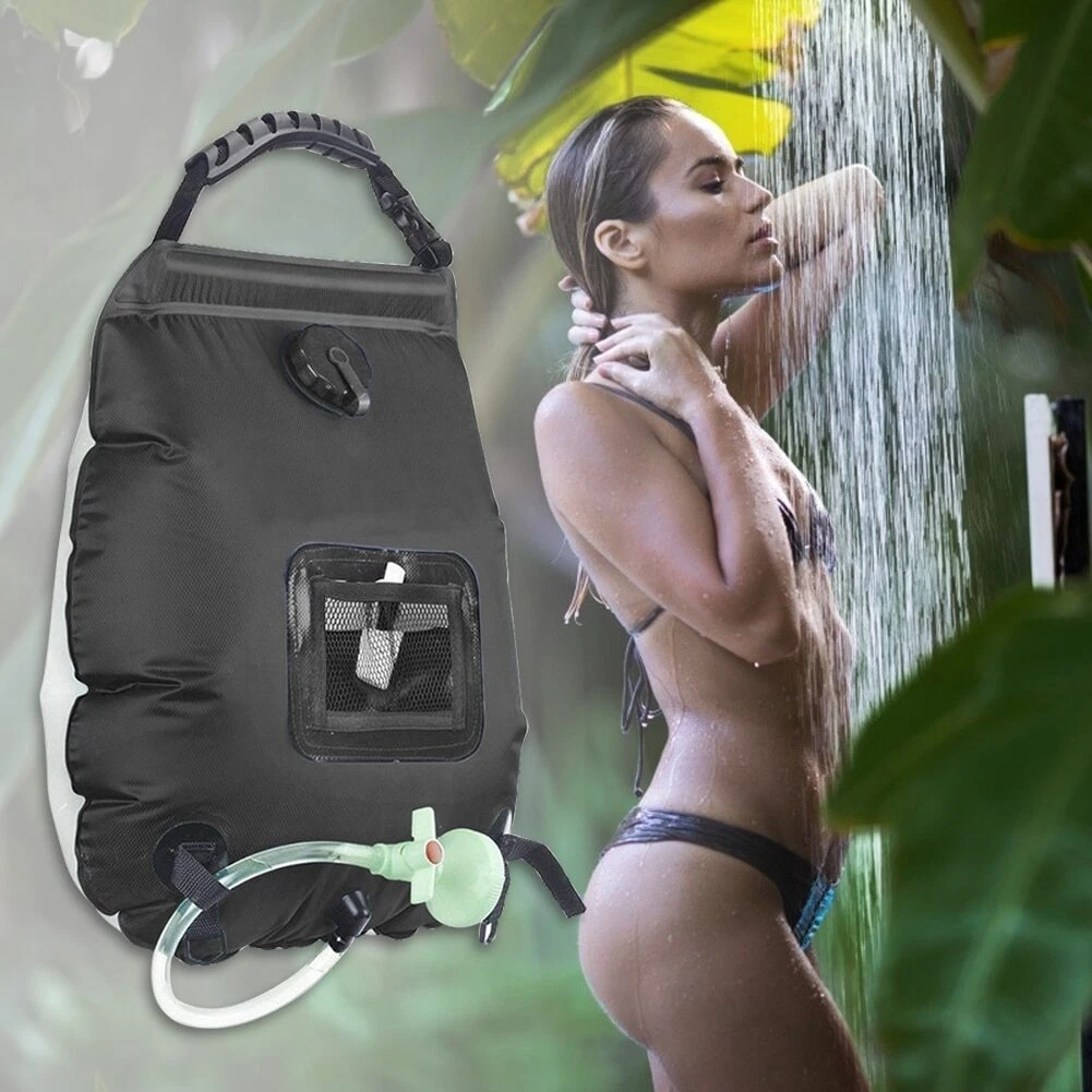 20L Outdoor Camping Shower Water Bag Solar Heating Portable Shower Camping  New | eBay