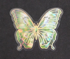 Bright Colorful Green Butterfly Transparent Sticker 1.75" x 2.18" R