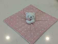 Carters Just One You Pink White Lovey Hearts Bear Plush Baby Security Blanket