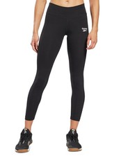 Reebok Women's Mid-rise Full Length Small Logo Leggings Black Size XS