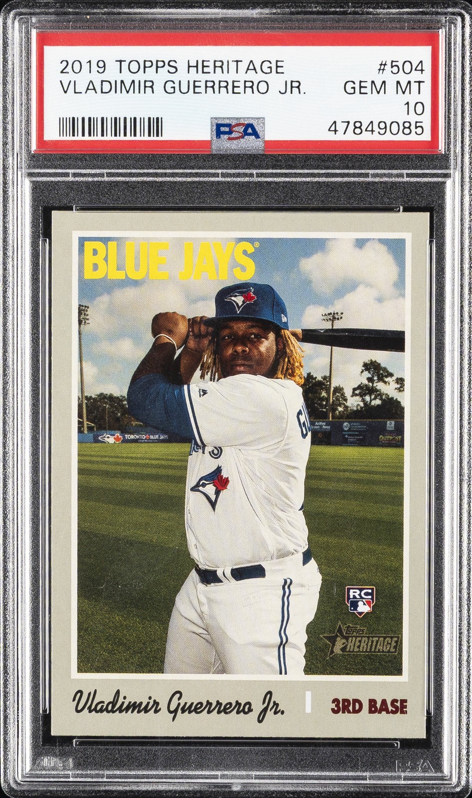 2019 TOPPS HERITAGE #504 VLADIMIR GUERRERO JR. ROOKIE RC PSA 10