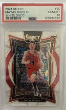 2024 Panini Select Concourse Matas Buzelis White Disco Prizm /75 (RC). PSA 10.