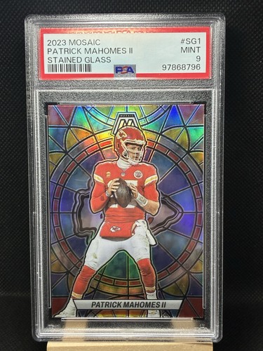 PSA9 Patrick Mahomes II 2023 Panini Mosaic Football STAINED GLASS ssp #SG-1 kc
