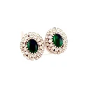 Vintage Weiss Green Oval Signed Earrings Clip On Rhinestone Costume Jewelry Gift