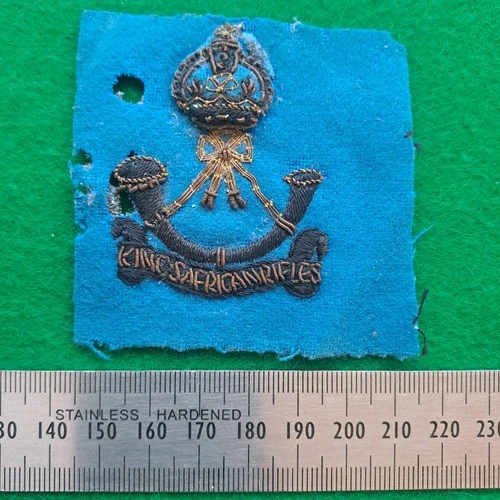 WW1 Colonial British Kings African Rifles Helmet Badge Flash Bullion Embroidered